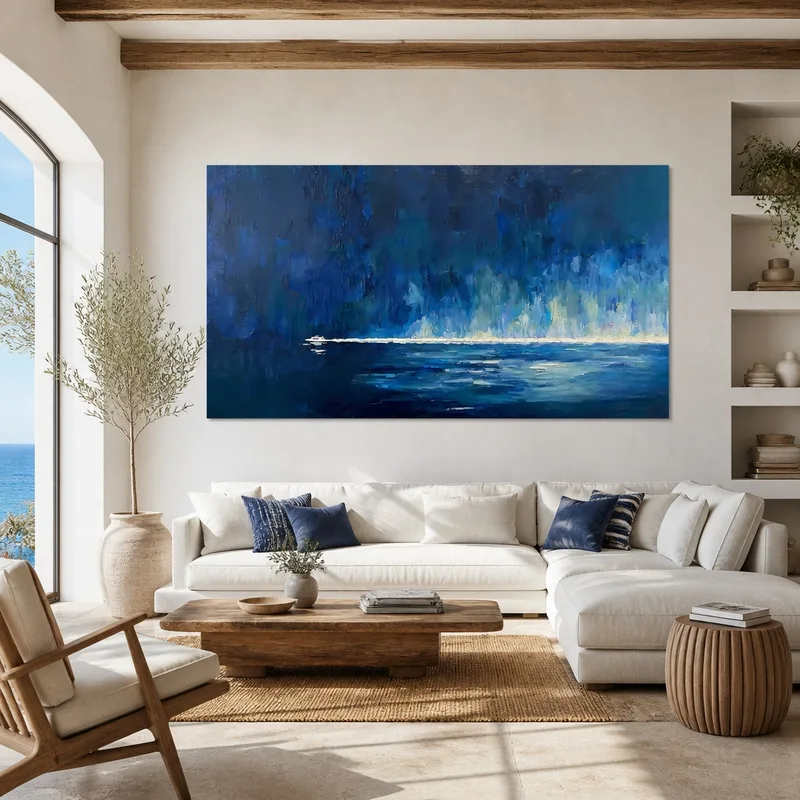 Fine art print blue tranquil waterscape