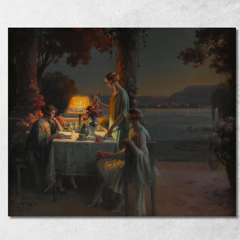 Giovani Donne In Riva Al Lago Delphin Enjolras quadro stampa su tela