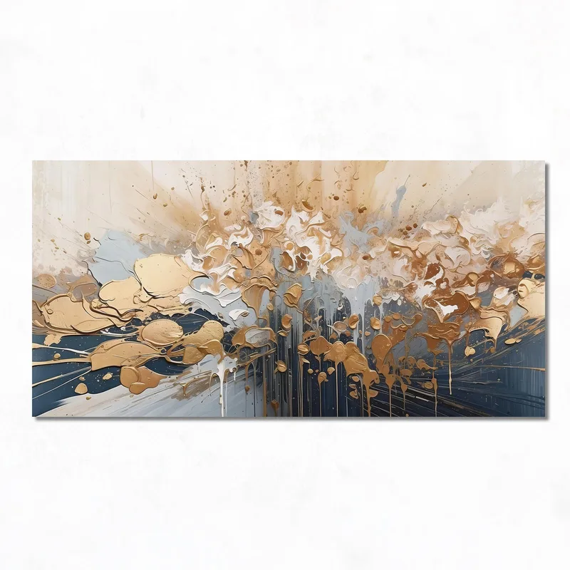 Gold and Blue Abstract Symphony modern canvas
