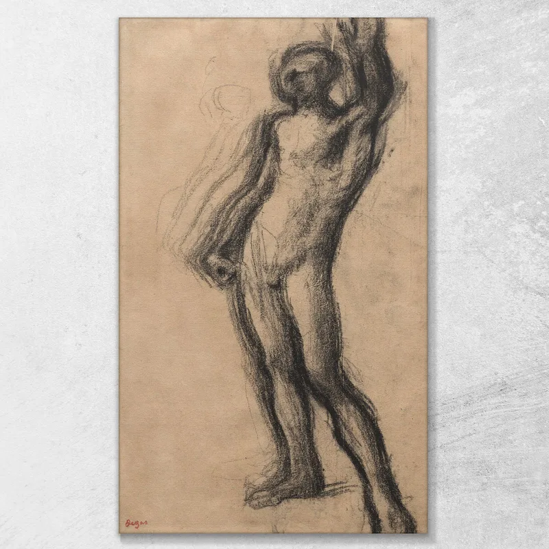 Hombre Desnudo De Pie Con La Mano Izquierda Levantada Edgar Degas