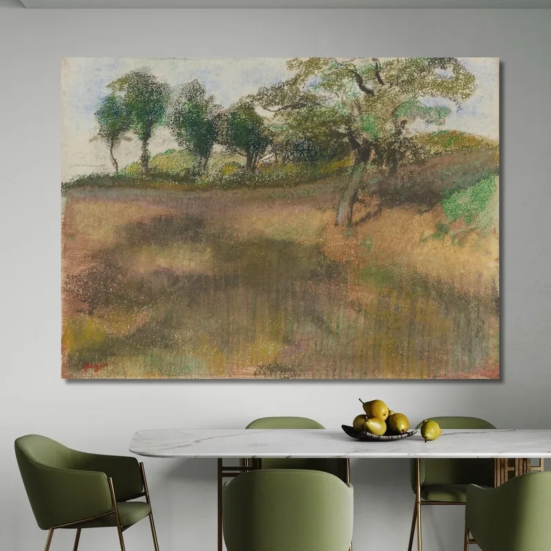Campo Arado Rodeado De Árboles Edgar Degas