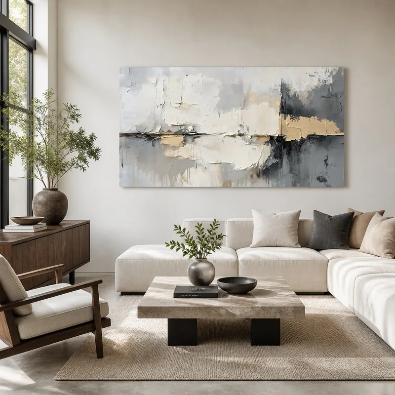 Canvas wall art abstract beige black canvas