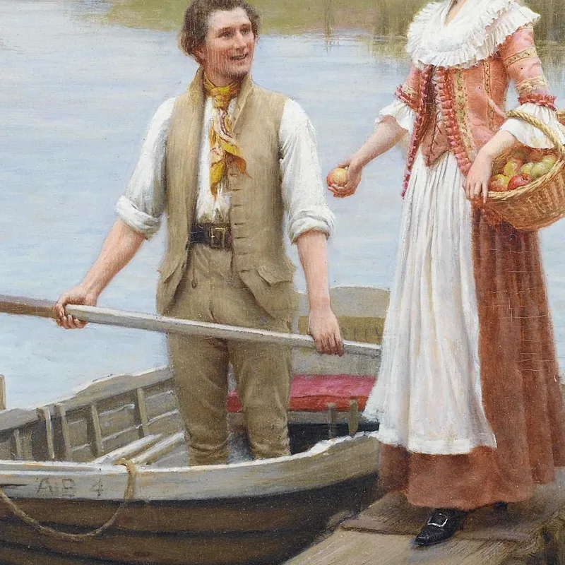 An Apple For The Boatman Edmund Blair Leighton