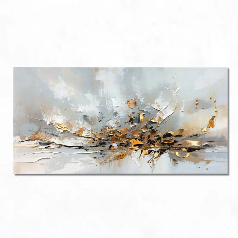 Canvas print golden abstract textured burst