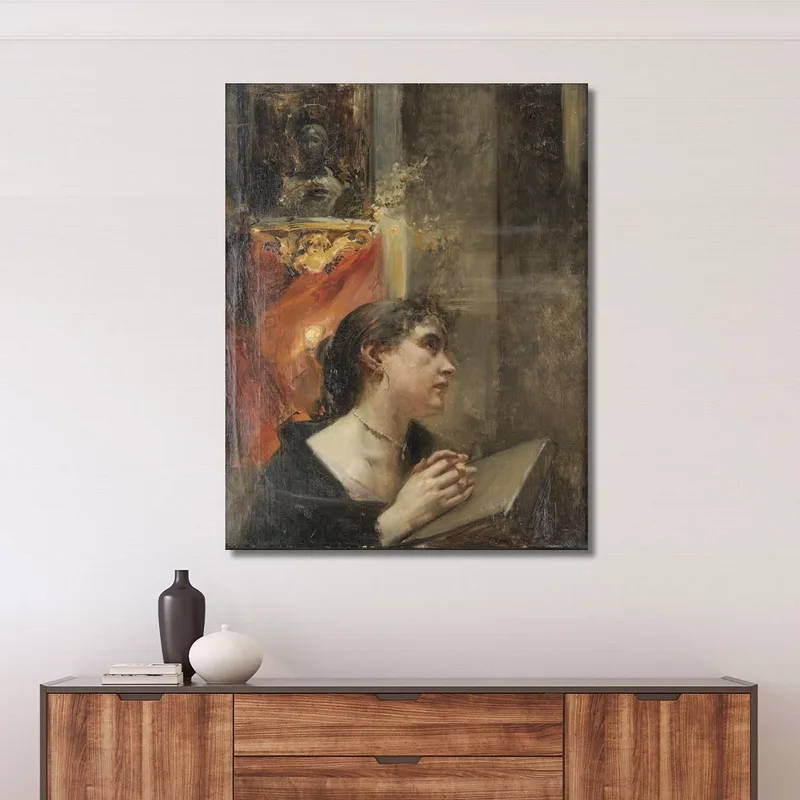 Devozione Nella Chiesa Eduard Veith quadro stampa su tela