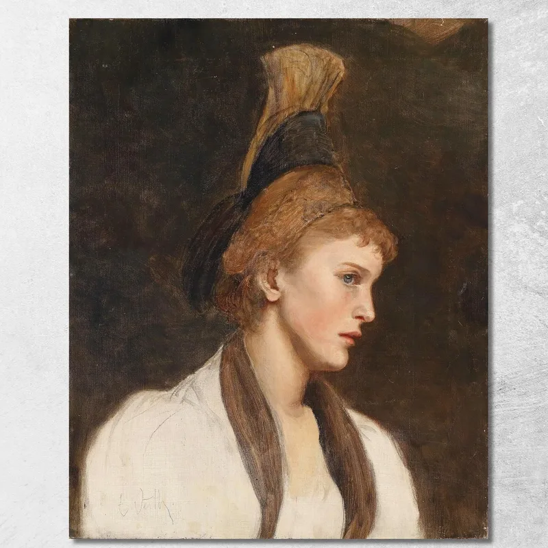 Donna Di Profilo Con Cuffia D'Oro Eduard Veith quadro stampa su tela