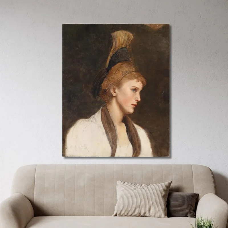 Woman In Profile With Gold Cap Eduard Veith canvas print