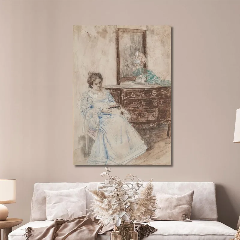 Donna Che Legge Eduard Veith quadro stampa su tela