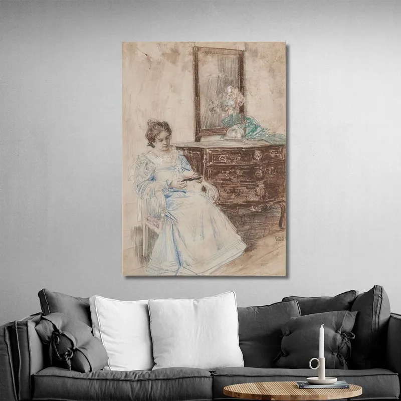 Donna Che Legge Eduard Veith quadro stampa su tela