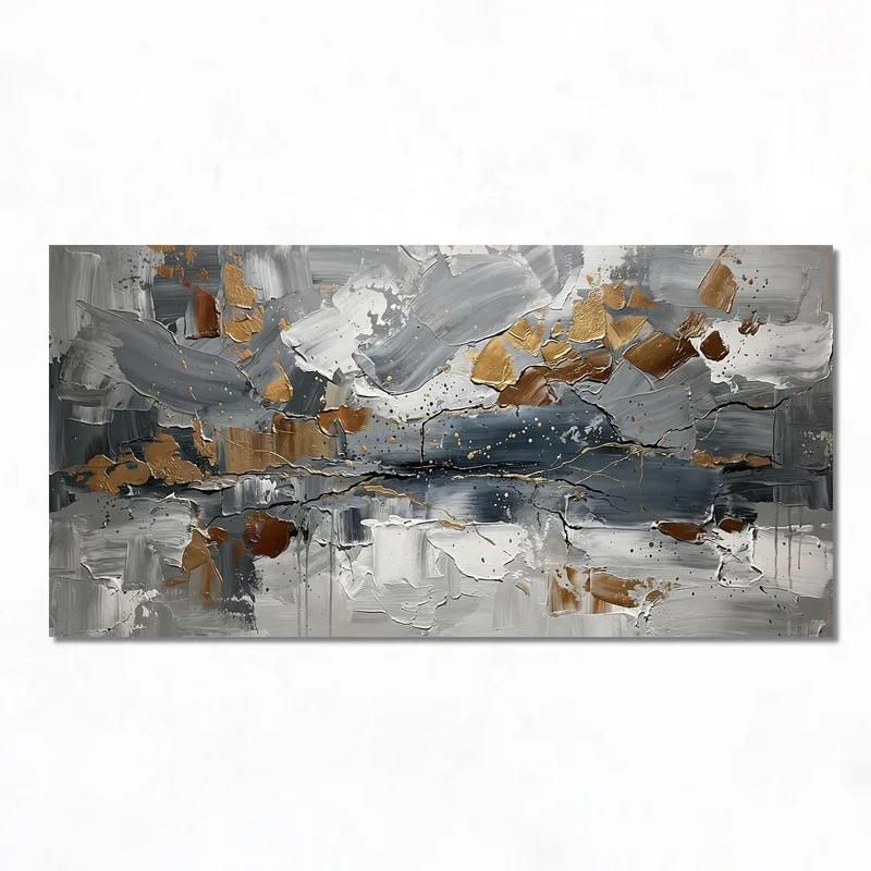 Abstract Gold and Grey Textured modern canvas