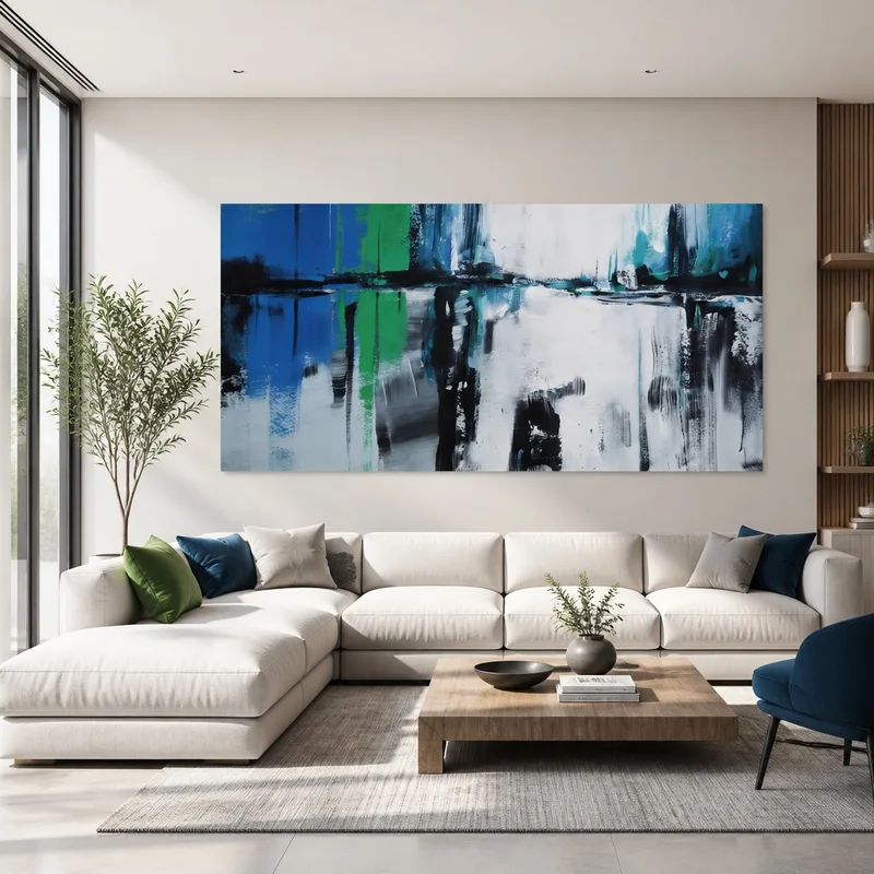 Abstract Blue Green Reflections canvas print