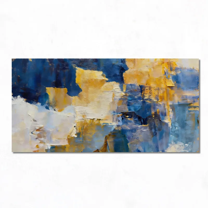 Canvas art print blue gold abstract expression