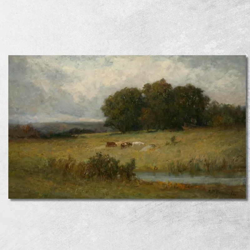 Scène Lumineuse De Vaches Près D'Un Ruisseau Edward Mitchell Bannister tableau impression sur toile
