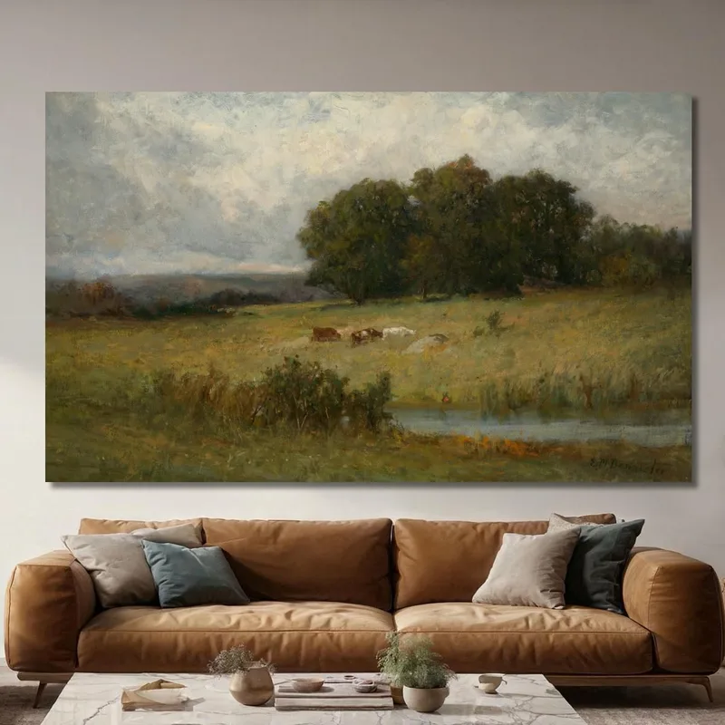 Bright Scene Of Cattle Near Stream Edward Mitchell Bannister