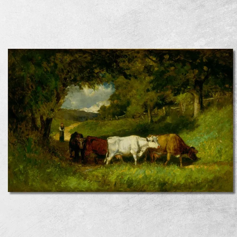 Ramener Les Vaches À La Maison Edward Mitchell Bannister tableau impression sur toile
