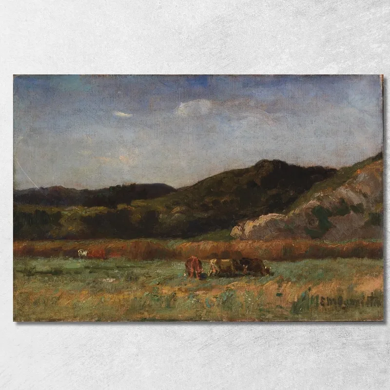 Landscape With Cows Grazing Hills Edward Mitchell Bannister canvas print