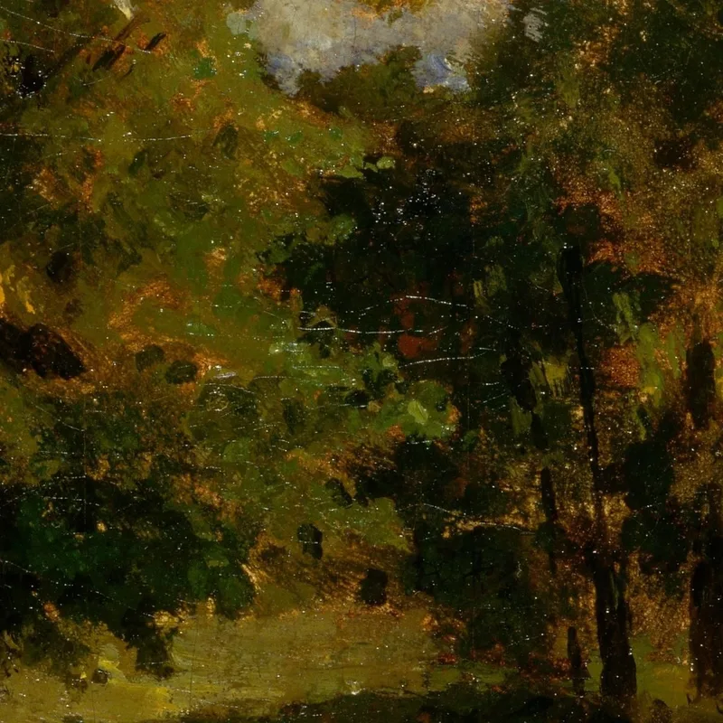 Landscape Boat Moored Near Stream Man Walking In Foreground Edward Mitchell Bannister