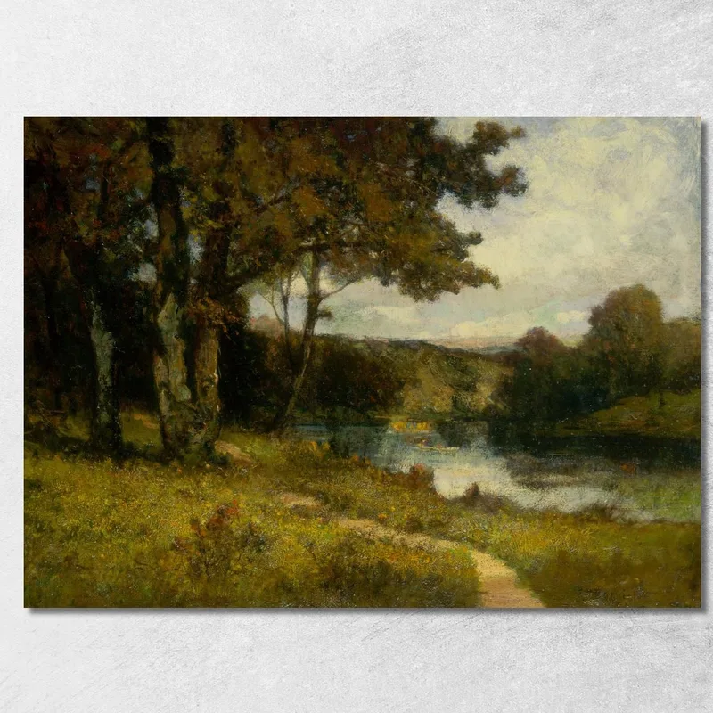Landscape, Trees Near River Edward Mitchell Bannister canvas print