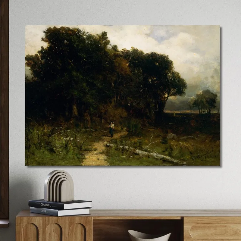 Paysage Bûcheron Sur Le Chemin Edward Mitchell Bannister