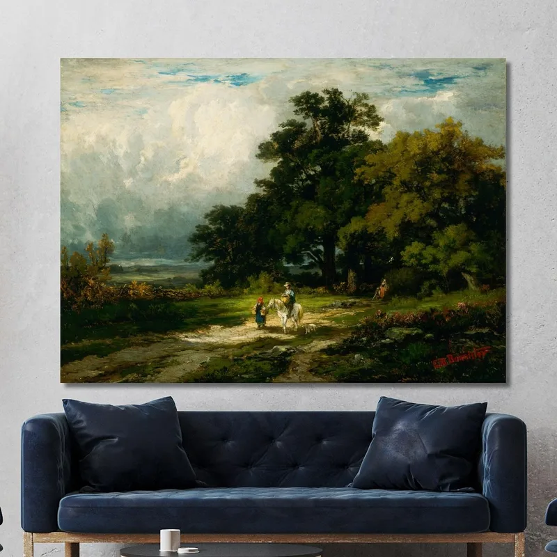 Homme À Cheval Avec Femme Et Chien Edward Mitchell Bannister