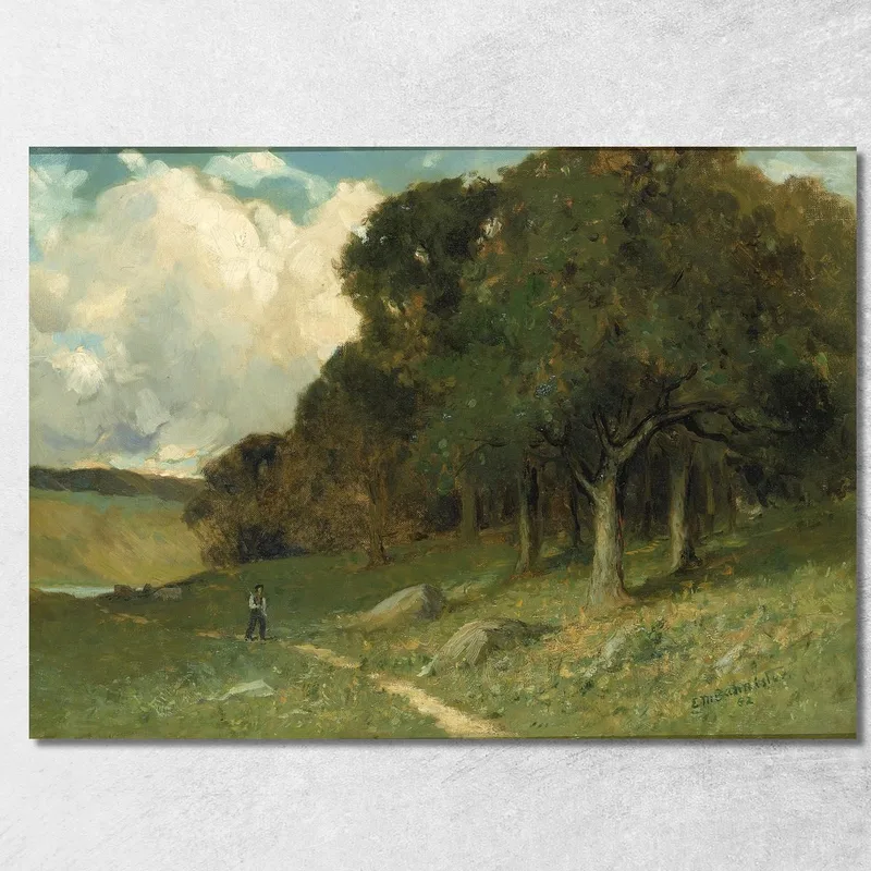 Man On Path With Trees In Background Edward Mitchell Bannister canvas print