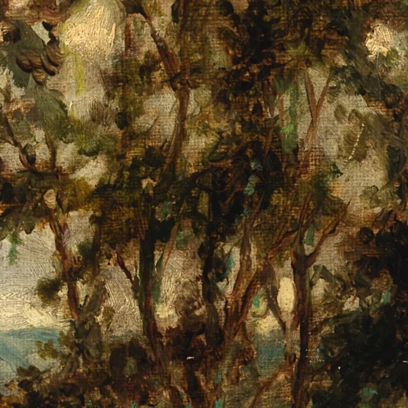 Uomo Con Mucche Al Pascolo Vicino Allo Stagno Con Casa E Alberi Sullo Sfondo Edward Mitchell Bannister