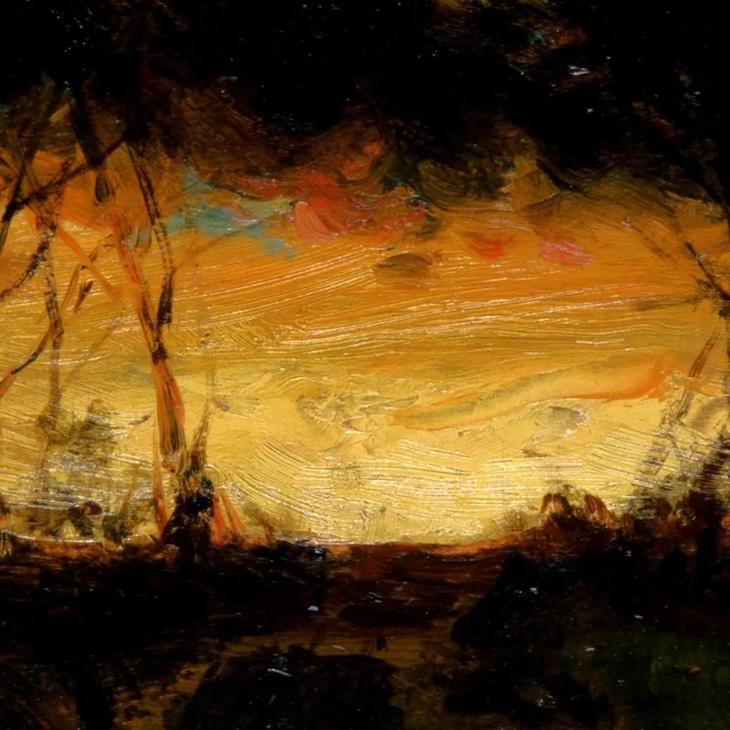 Coucher De Soleil Avec Quart De Lune Et Ferme Edward Mitchell Bannister