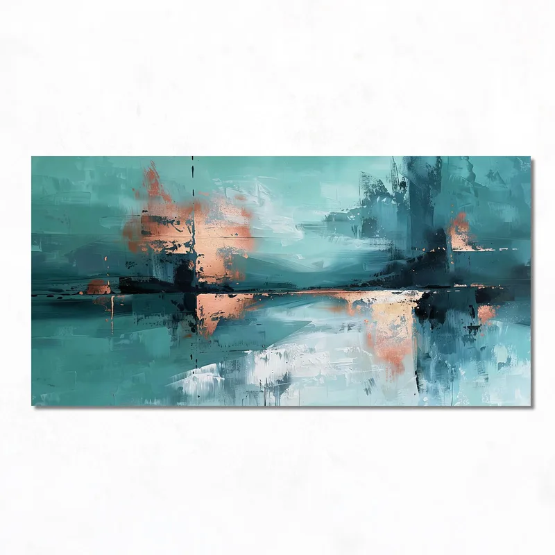 Riflessioni Astratte Turchesi e Rame quadro canvas