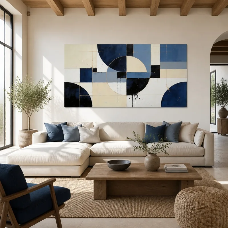Fine art print geometric blue abstract
