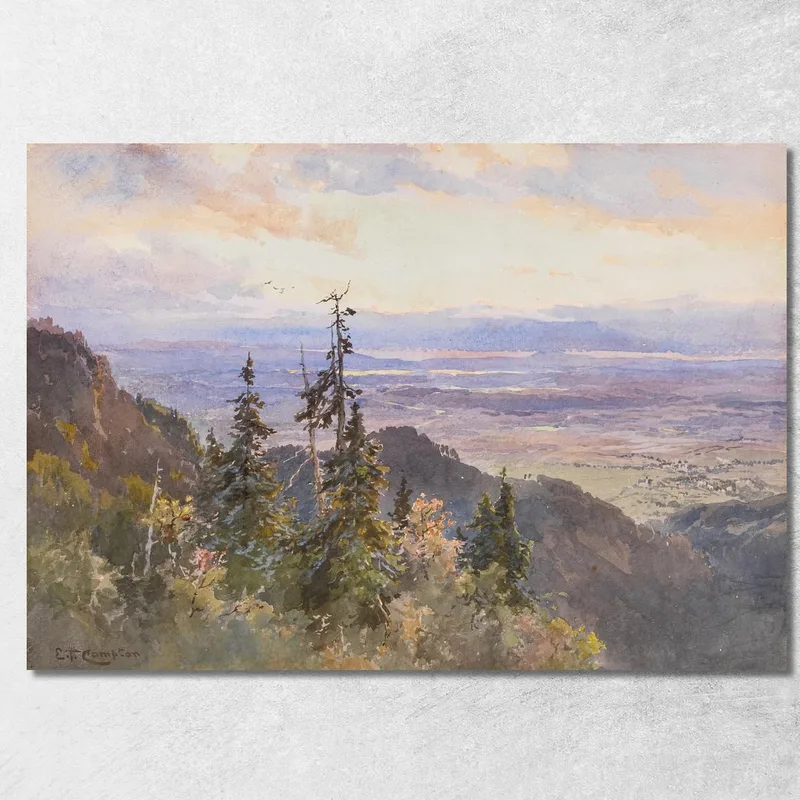 En La Benediktenwand Con Vista A Schlehdorf Y El Lago Kochelsee Edward Theodore Compton cuadro en lienzo
