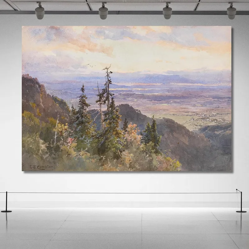 En La Benediktenwand Con Vista A Schlehdorf Y El Lago Kochelsee Edward Theodore Compton