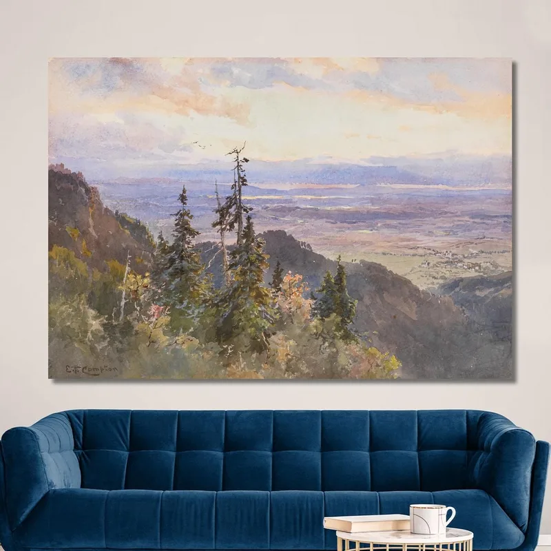 En La Benediktenwand Con Vista A Schlehdorf Y El Lago Kochelsee Edward Theodore Compton