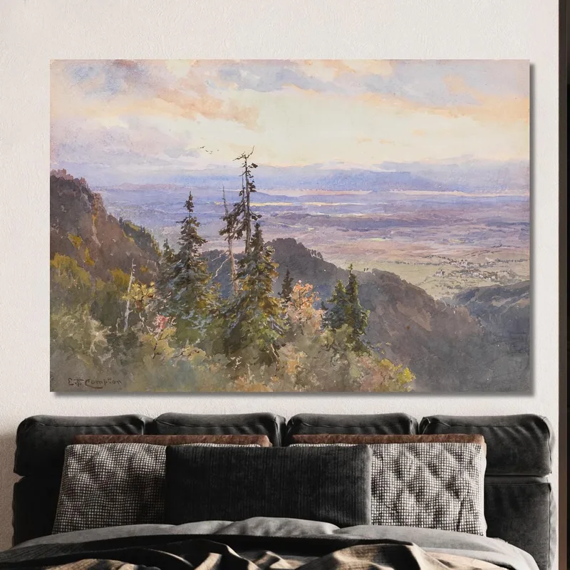 En La Benediktenwand Con Vista A Schlehdorf Y El Lago Kochelsee Edward Theodore Compton