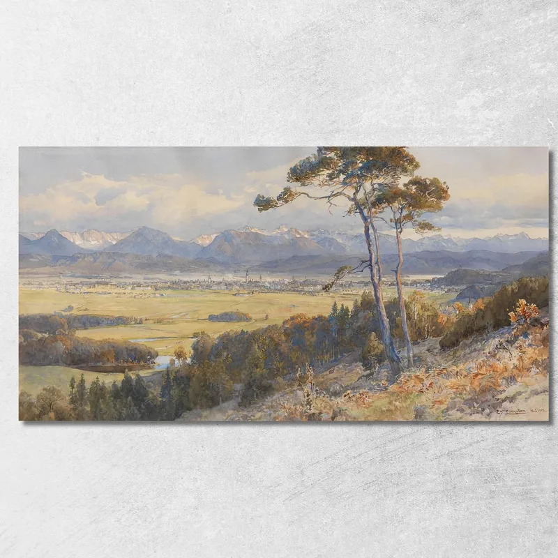 Vista De Klagenfurt Ante La Cordillera De Karawanken Edward Theodore Compton cuadro en lienzo