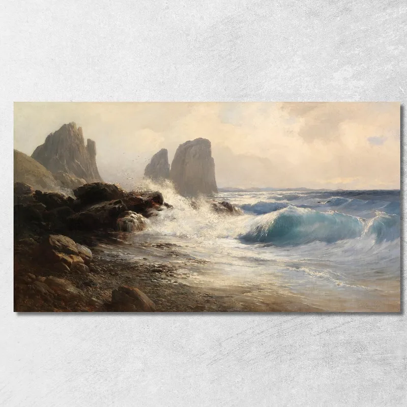 Los Faraglioni Frente A La Costa De Capri Edward Theodore Compton cuadro en lienzo