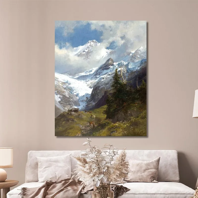 Paysage De Haute Montagne Avec Glacier Edward Theodore Compton