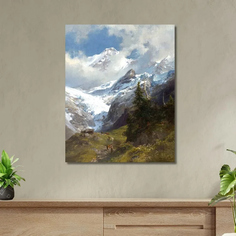Paysage De Haute Montagne Avec Glacier Edward Theodore Compton