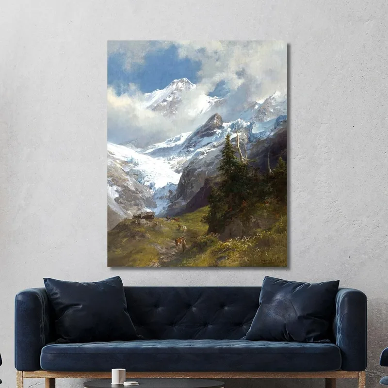 Paysage De Haute Montagne Avec Glacier Edward Theodore Compton