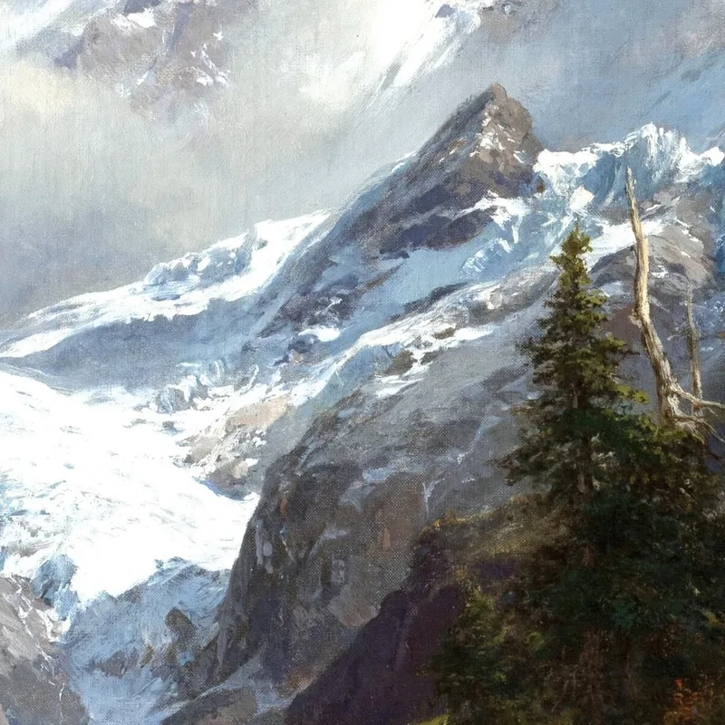 Paysage De Haute Montagne Avec Glacier Edward Theodore Compton
