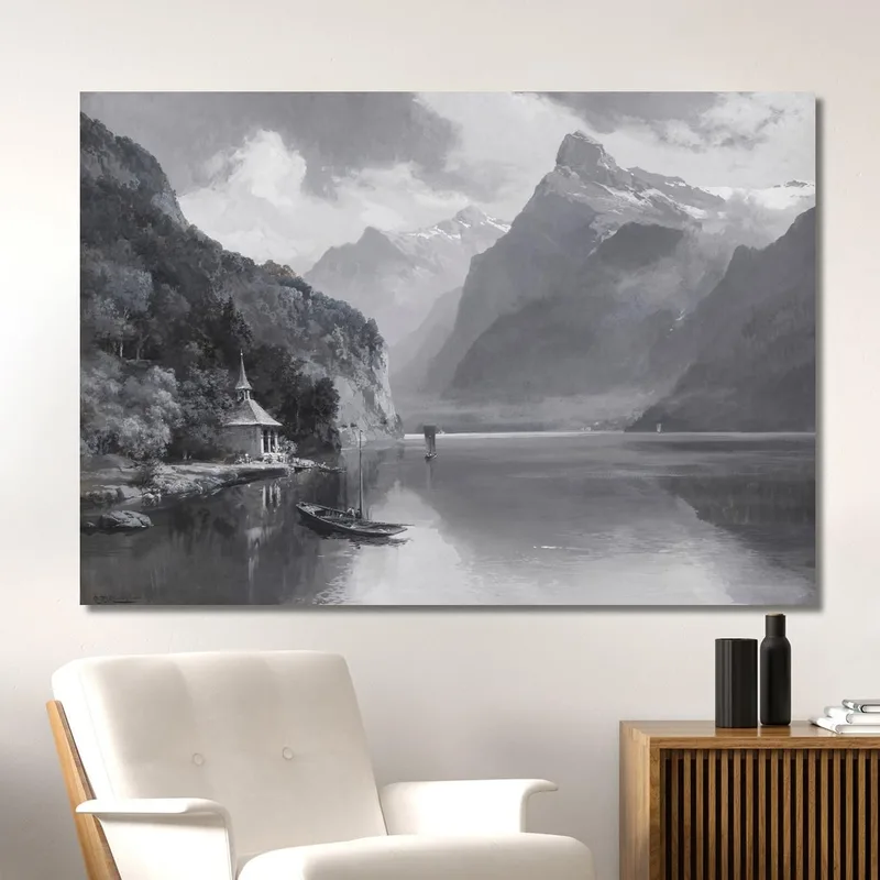Lac Des Quatre-Cantons Avec La Chapelle De Tell Face Au Uri Rotstock Edward Theodore Compton