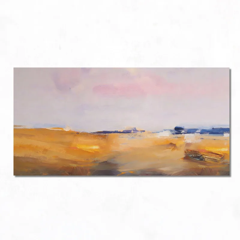 Modern canvas abstract golden coastline