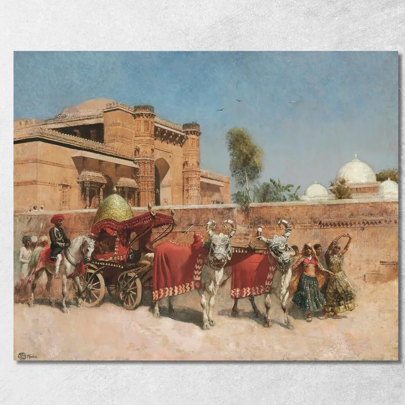 Una Procesión Nupcial Ante Un Palacio En Rajastán Edwin Lord Weeks cuadro en lienzo