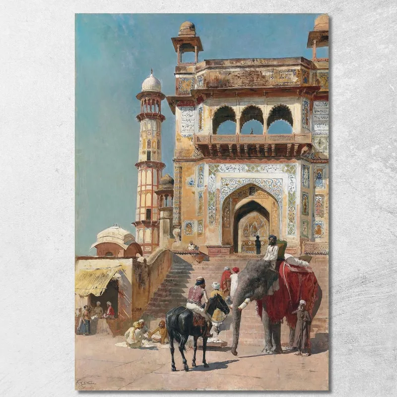 Antes De La Gran Mezquita Jami Masjid Mathura India Edwin Lord Weeks cuadro en lienzo