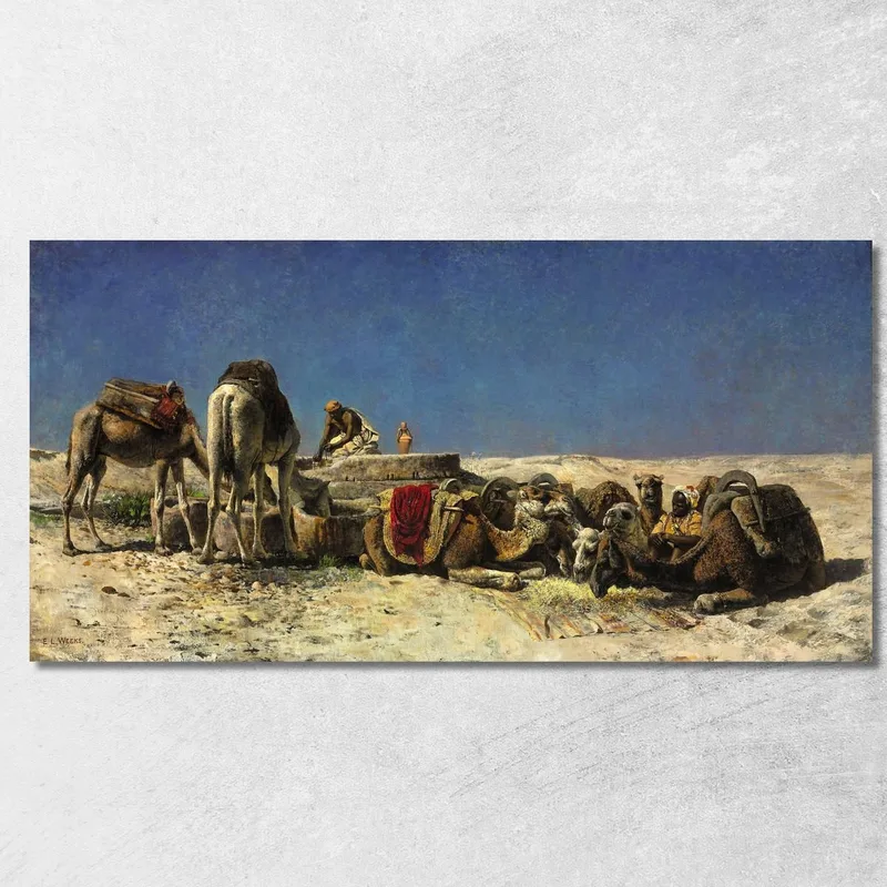 Camellos Al Lado De Una Cisterna Edwin Lord Weeks cuadro en lienzo