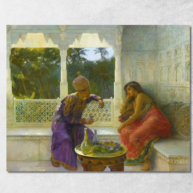 Figuras En Un Interior Con Jardín De Palmeras Más Allá 2 Edwin Lord Weeks cuadro en lienzo