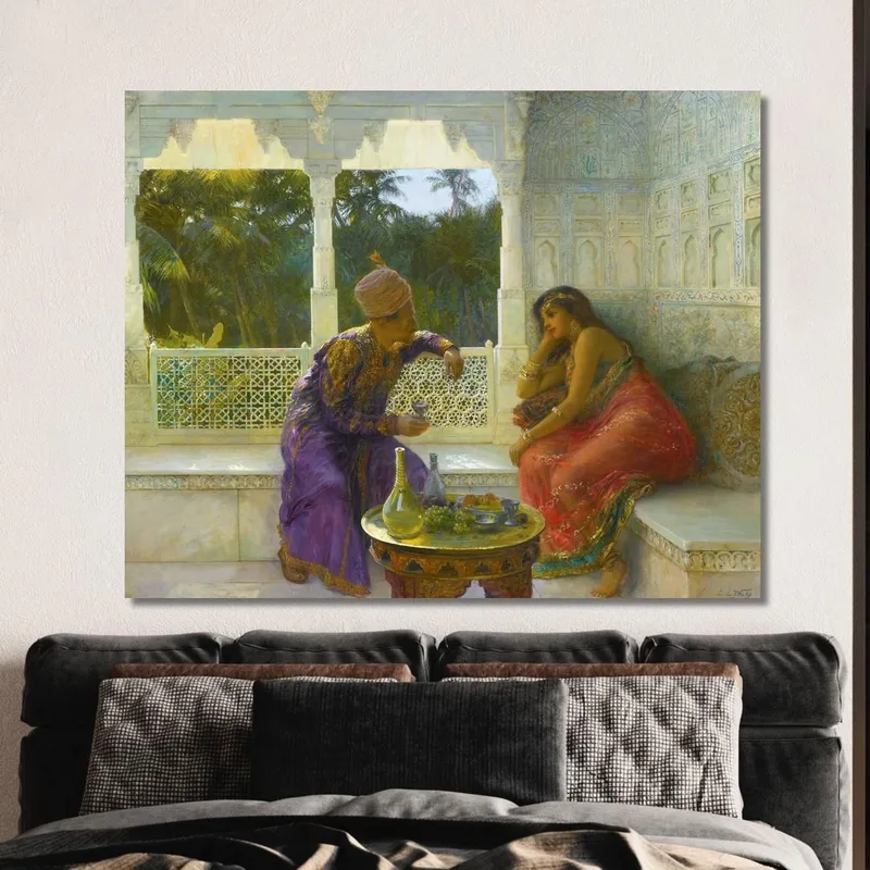 Personnages Dans Un Intérieur Avec Jardin De Palmiers Au-Delà De 2 Edwin Lord Weeks