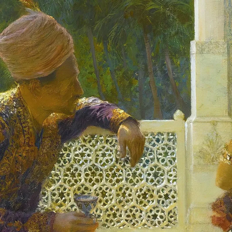 Personnages Dans Un Intérieur Avec Jardin De Palmiers Au-Delà De 2 Edwin Lord Weeks