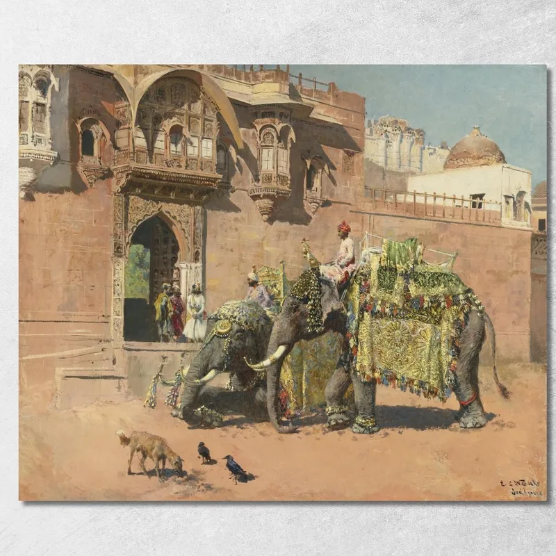 Gli Elefanti Del Rajah Di Jodhpore Edwin Lord Weeks quadro stampa su tela