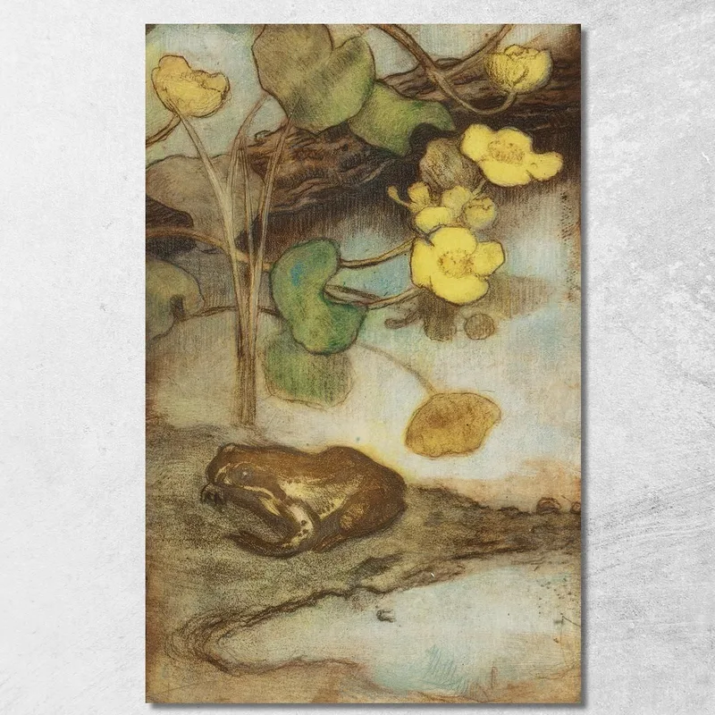 Frosch Mit Sumpfdotterblume Eero Järnefelt drucken auf leinwand