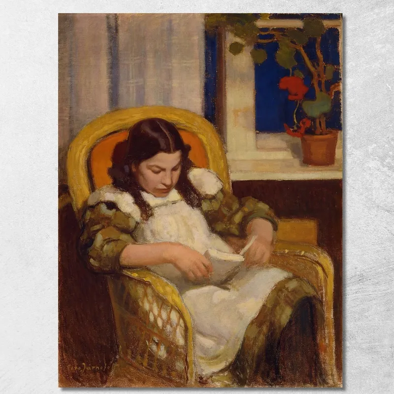 Mädchen Beim Lesen Eero Järnefelt drucken auf leinwand